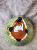 Green Ceramic Birds Perched on Branch Bowl