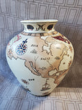 Crackle Glazed Old World Map Vase
