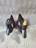 Pair of Carved Dark Wood Duck Figurines