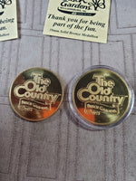 Pair of Bronze Busch Gardens 40 Years of Fun Commemorative Medallions