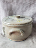 Yellow Floral Pottery Covered Casserole Dish