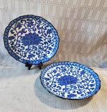 Pair of Andrea by Sadek Blue and White Mum Decorative Plates