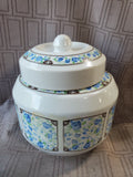 Ceramic White and Blue Rose Ginger Jar
