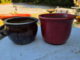 Two Small Glazed Terracotta Planters