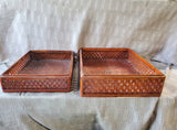 Pair of Rectangular Woven Wood Baskets
