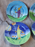 Set of 6 Ceramic Painted Easter Salad Plates