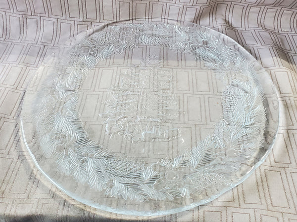 Vintage Clear Glass Christmas Tree Cookie Plate