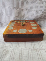 Wood Block Silver Coin Clock WORKS