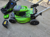 Greenworks Pro 21" 60v Push Lawnmower w/One Battery, Charger and Bag