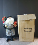 Tabletop Black and White Houndstooth Coat Santa Figurine
