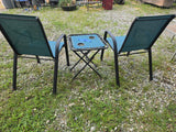 Teal Lightweight Three Piece Outdoor Set w/folding Side Table