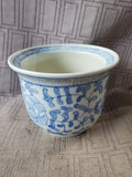 Small Blue and White Ceramic Planter