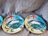 Set of 4 Pier 1 Blue Crab Melamine Salad Plates