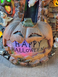 LED Village "Pumpkin Slide" Lighted Figurine WORKS (A)