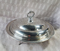 Round Footed Silverplate Covered Dish