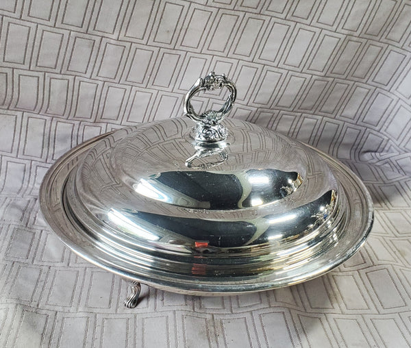 Round Footed Silverplate Covered Dish