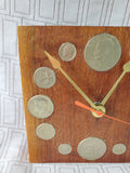 Wood Block Silver Coin Clock WORKS
