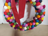 Multi-Colored Felt Ball Christmas Wreath