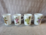 Set of 4 White Grapevine Mugs