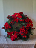 Poinsettia with Red and Black Plaid Wreath