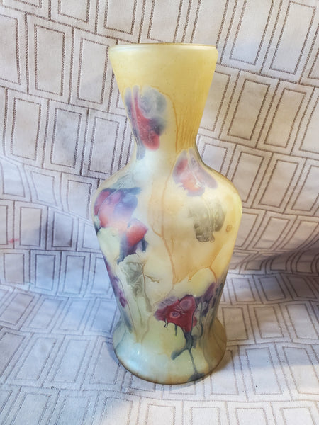 (A) Hand Painted Israeli Art Glass Vase