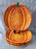 Set of 4 Pier 1 Orange Pumpkin Salad Plates