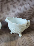 Milk Glass Grapevine Creamer and Sugar Set