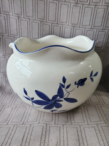 Blue and White Floral Ceramic Planter