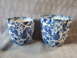 Pair of Blue and White Floral Ceramic Planters