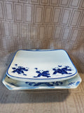 2 Piece Asian Inspired Blue and White Porcelain Tray Lot