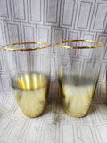 Set of 4 Clear Glass and Gold Toned Highball Glasses