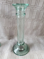 Pair of Green Glass Candlesticks