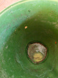 Vintage Shawnee Pottere Green Daisy Planter w/Fixed Saucer