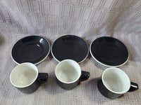 8 Piece Black and White Ceramic Coffee Mug and Saucer Set