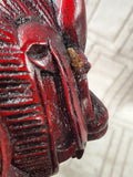 Asian Inspired Hand Carved Red Wood Dragon Figurine