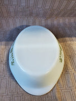 Glasbake "Green Daisy" Milk Glass Divided Dish