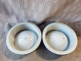 Pair of Blue and White Floral Ceramic Pet Bowls