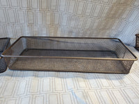 Lot of 3 Bronze Toned Metal Wire Mesh Desk Organizers