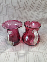 Pair of Miniature Cranberry Glass Pitchers