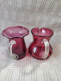 Pair of Miniature Cranberry Glass Pitchers