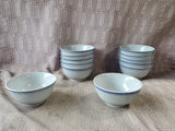 Set of 12 Blue and White Pedestal Rice Bowls