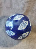 Blue and White Asian Inspired Cloud Ceramic Orb