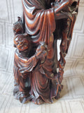 Asian Inspired Shou Xing Diety Carved Wooden Figurine