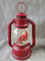 Cardinal Holiday Snowglobe Lantern WORKS