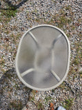 Outdoor Side Table, Cream Tone Aluminum w/Glass Top