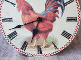 Round Red Rooster Wall Clock WORKS