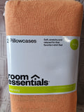Pair of Room Essentials Sun Orange Jersey King Size Pillowcases UNUSED
