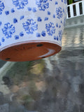 Large Blue and White Glazed Terracotta Planter (H)