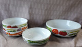 5 Piece Crate & Barrel Jane Dixon Vegetable Motif Salad Serving Bowl and Salad Bowl Set