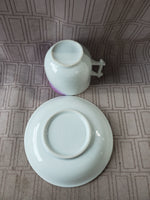 Purple Floral Teacup and Saucer Set
